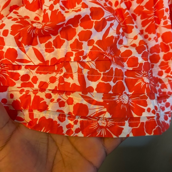 Gap skirt - coral/red & white floral print knee length 100% cotton - Picture 6 of 7